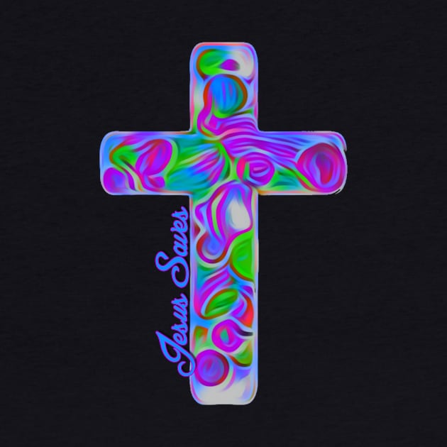 Jesus Saves Colorful Cross 2 by AlondraHanley